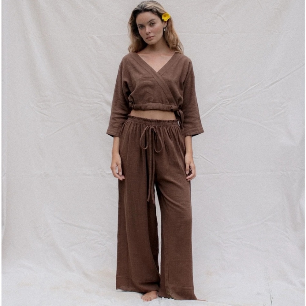 Indigo Luna Chestnut Flow Pants & Flow Top Set Brown size xs/s NWT